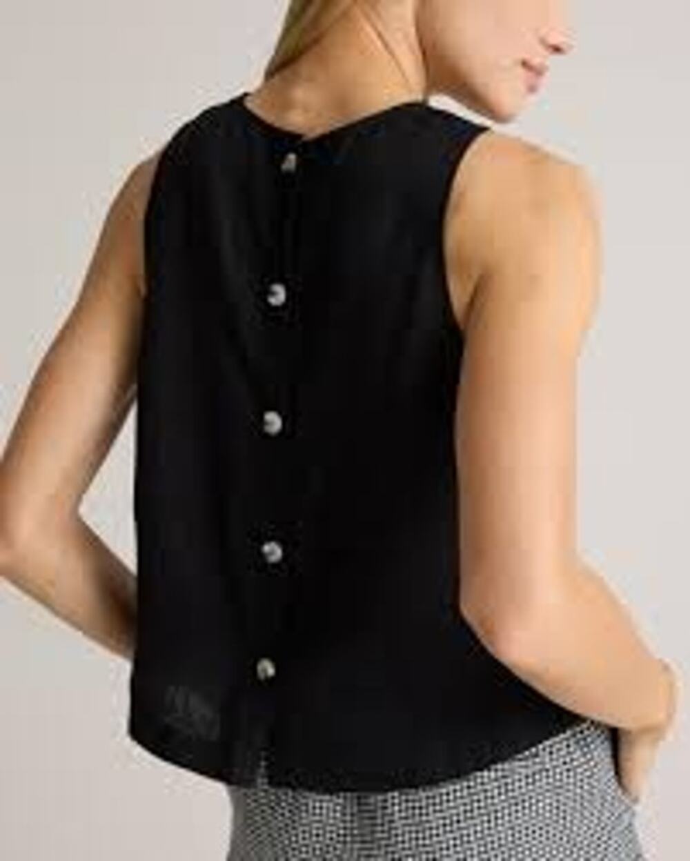 Quince 100% European Linen Vest Black Button Womens XS Waistcoat